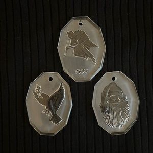 Set of three vintage 1994 Irish crystal Christmas ornaments